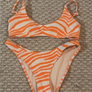 Zebra orange print triangl swimsuit